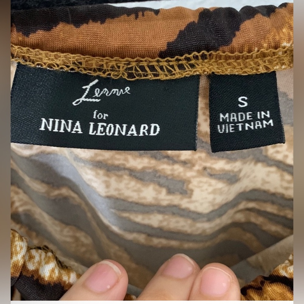 Nina Leonard. Animal print dress with gold chain straps - Picture 5 of 6